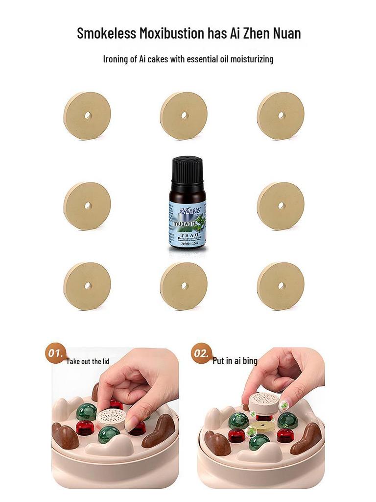Rechargeable Abdominal Massager: Moxibustion, Hot Compress, Kneading, Bianshi Therapy