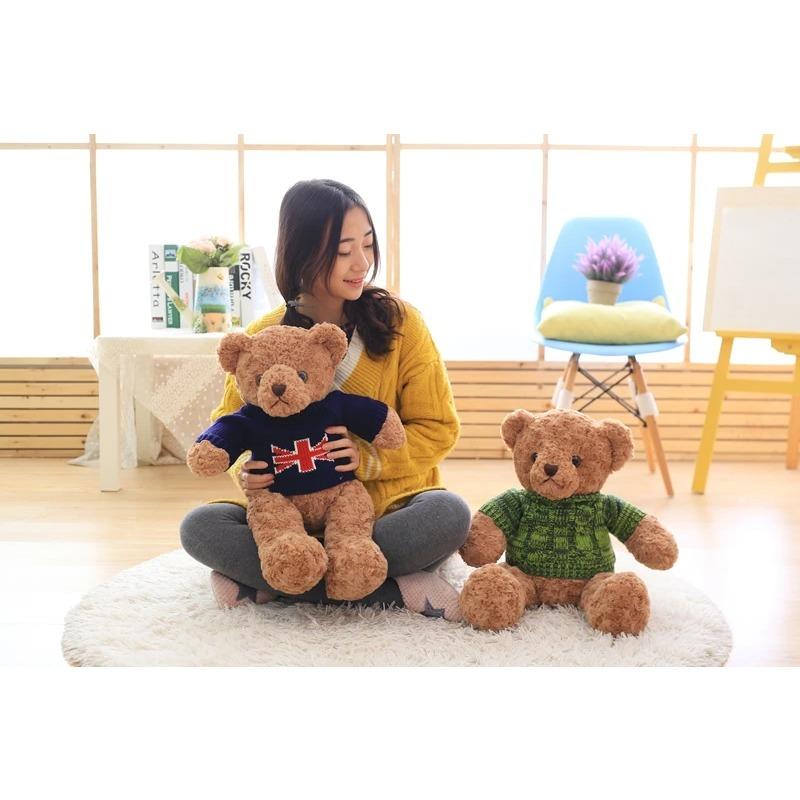 Latest Style Adorable Sweater Bear Plush Toys Stuffed Animals Plush Soft Teddy Bear Cloth Doll Birthday Gift Kids Toys Pillow
