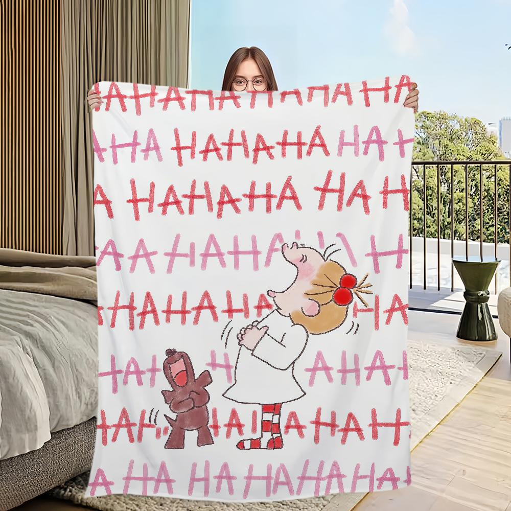 Cute Cartoon Funny Girl Art C-coco Chan Flannel Warm Comfort Soft Plush Blanket for Sofa Living Room Office Bedroom Travel Gift