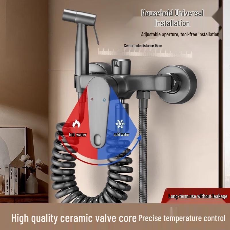 German Style Brass Wall-Mounted Shower Set with Hand Spray