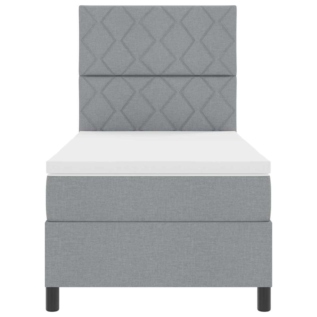 Box Spring Bed with Headboard Light Gray 90 x 190 cm Fabric
