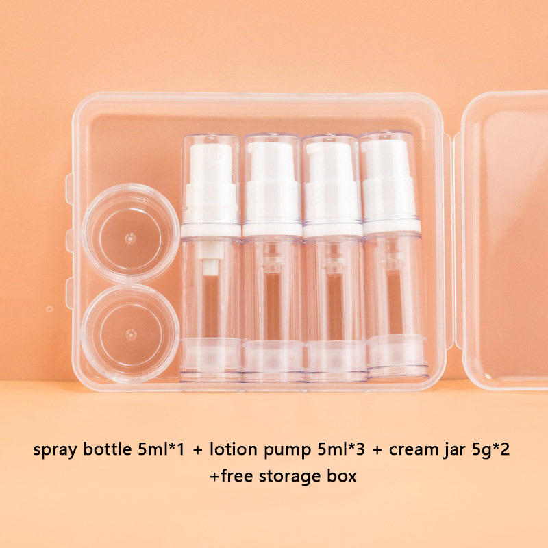 1 Set 5-10ML Clear Empty Refillable Airless Vacuum Pump Cream Lotion And Spray Portable Bottle Sample Packing For Toiletries