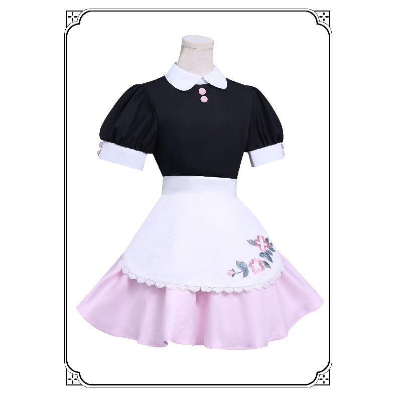 Miraculous Ladybug Marinette Maid Anime Maid-style Cosplay Dress Halloween Convention Outfit Pink Shorts