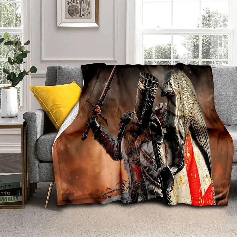 Templar Cavalier Knight Crusaders Games Blanket,Soft Throw Blanket for Home Bedroom Bed Sofa Picnic Travel Office Cover Blanket