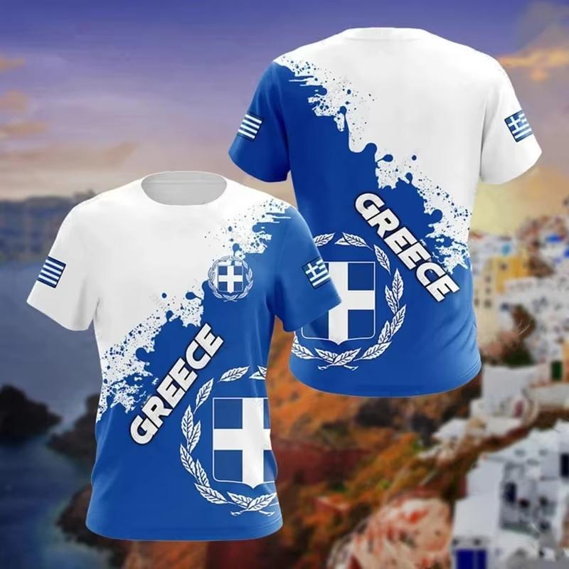 

Greece Flag Map 3d Printed T Shirt For Men Women Hellas National Emblem Graphic Tee Shirts Fashion Short Sleeves Y2k Men Clothes 160 (13T-14T)
