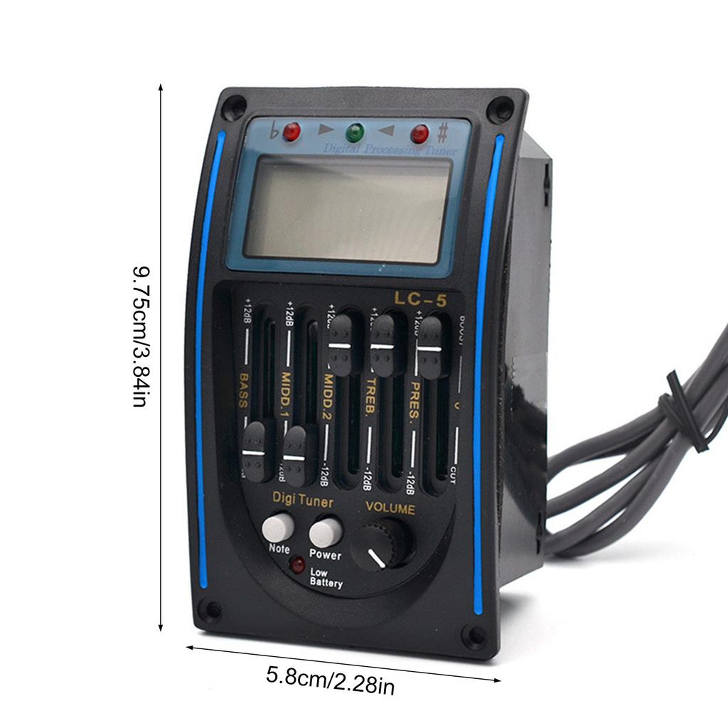 Acoustic Guitar Pickup 5 Band Preamp EQ LC-5 Equalizer Tuner Piezo Pickup Suitable for Enhancing Sound Performances