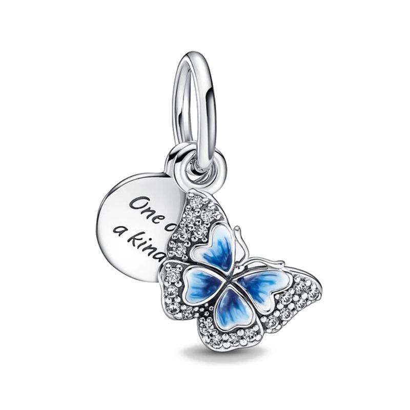 Neues Mode 925 Silber Schmetterling Sonnenblume Rose Anhänger Charm für Perlenarmband Damen Schmuck Geschenk
