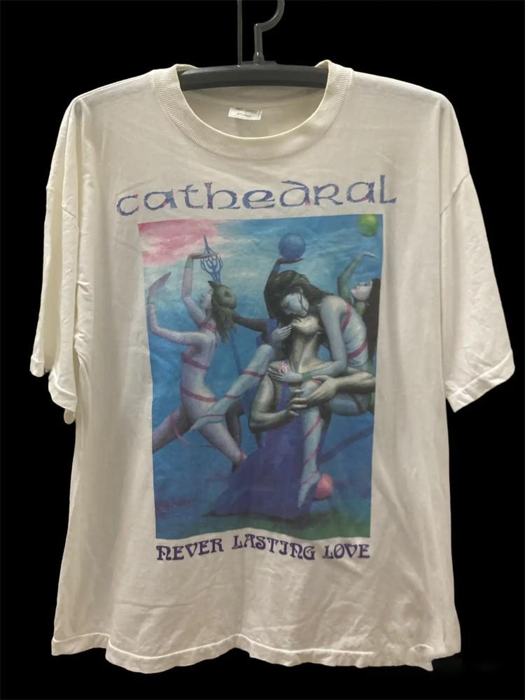 Band Tees Vintage Cathedral Band Tshirt In White EN592 Unisex T-Shirt XXXXL