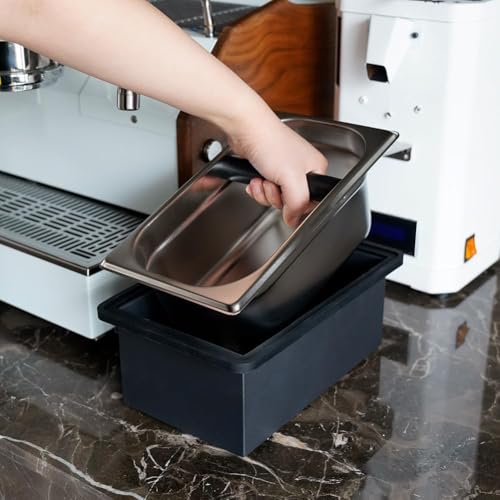 Watchget Espresso Coffee Knock Box, Durable Stainless Steel Dump Bin for Coffee Grounds, Removable Non-Slip Base, Coffee Grounds Container for Home/Ca
