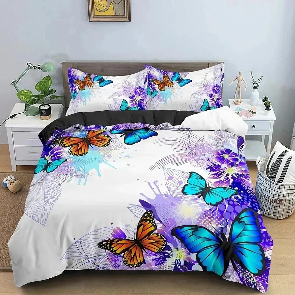 3D Print Butterfly Daisy Bedding Set Single Twin Double Queen King Cal King Size Bed Linen Set