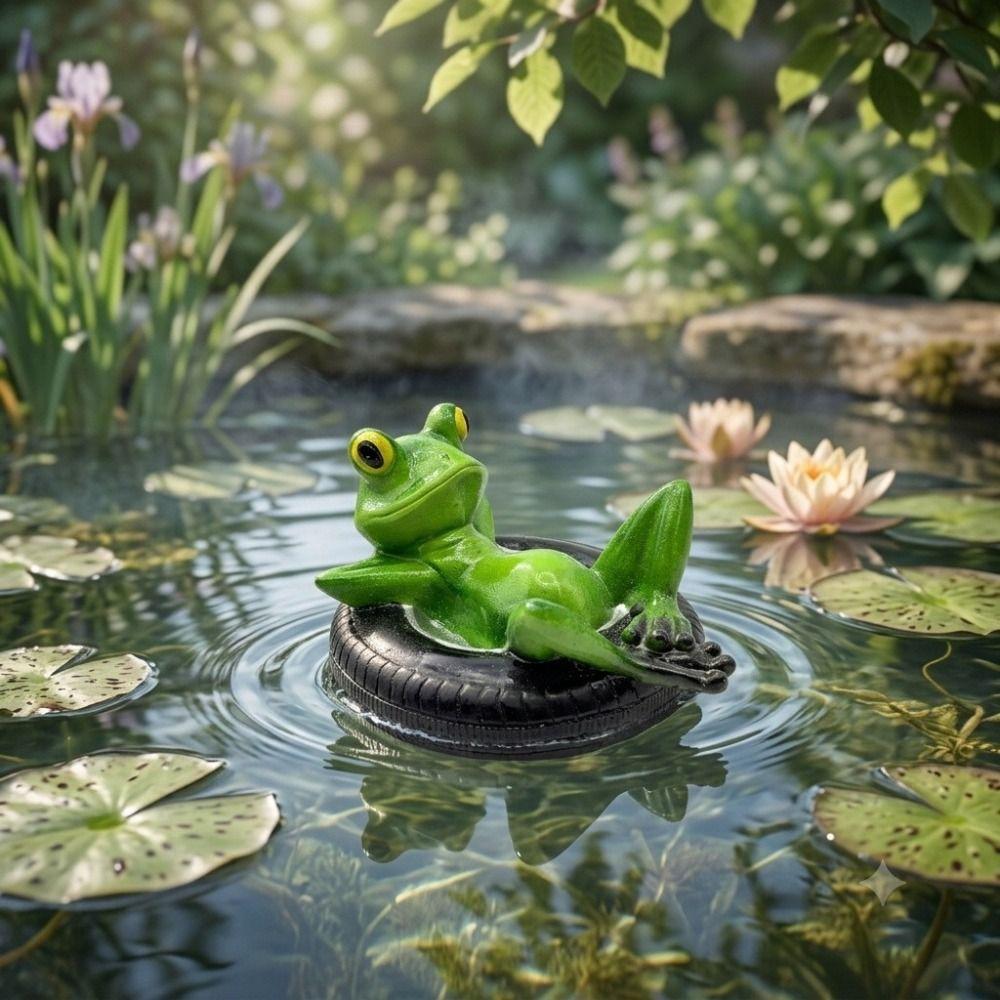 Waterproof Frog Sculpture Resin Material Floating Frog Ornament Decorative Frog Statue Fish Tank