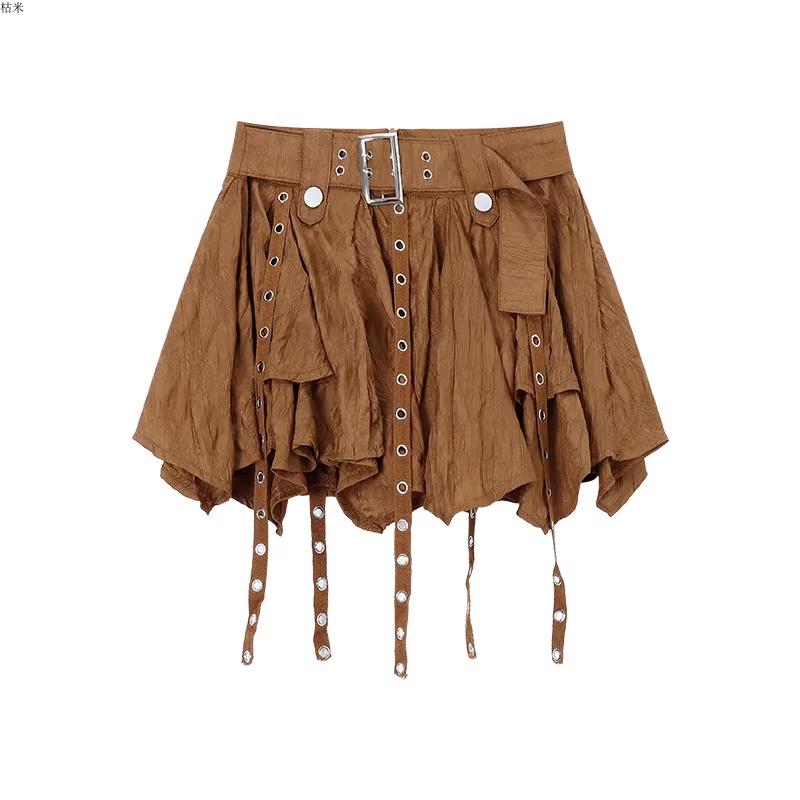 

Летние сексуальные женские плиссированные юбки Y2K, стиль Харадзюку, короткие юбки трапециевидной формы, женские винтажные мини-юбки, клубные нерегулярные юбки S коричневый