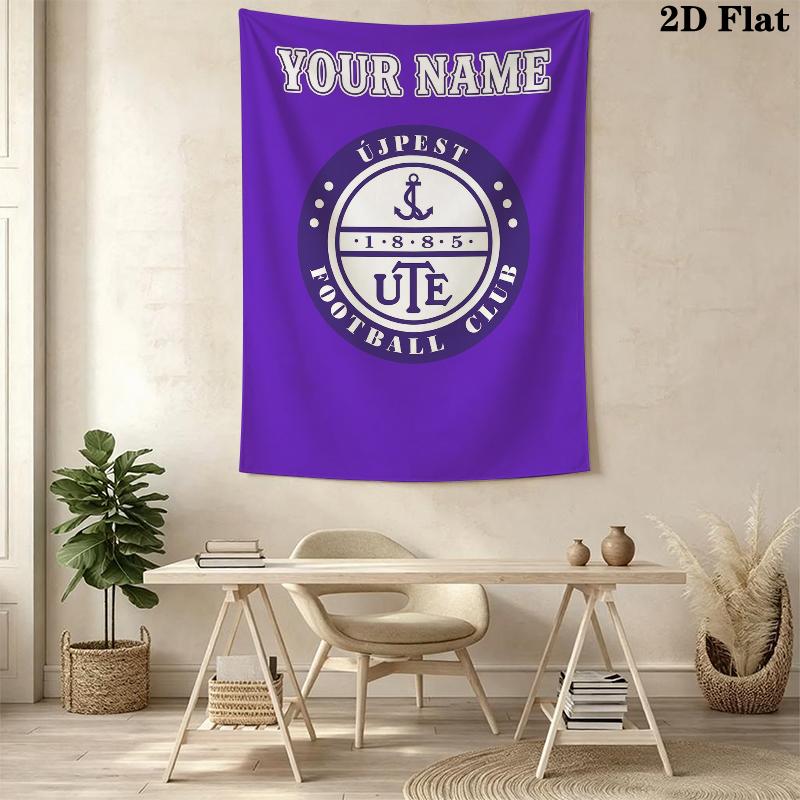 Custom Name Újpest FC Wall Tapestry Aesthetic Wall Hanging Printed Fabric Blanket Decorative Tapestries for Bedroom Living Room Home Decor