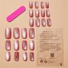 24 Pcs Cat Eye Press On Nails Full Cover Stick On Nails Pink False Nails Medium False Nails Tips Acrylic Artificial Nail