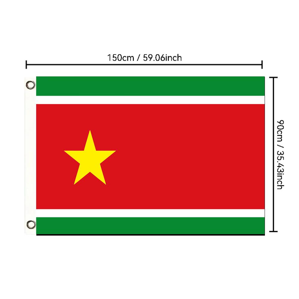 Suriname Flag 3x5ft 2x3ft, Large Polyester Banner with Brass Grommets for Indoor Outdoor Decor National Day Celebration, Events