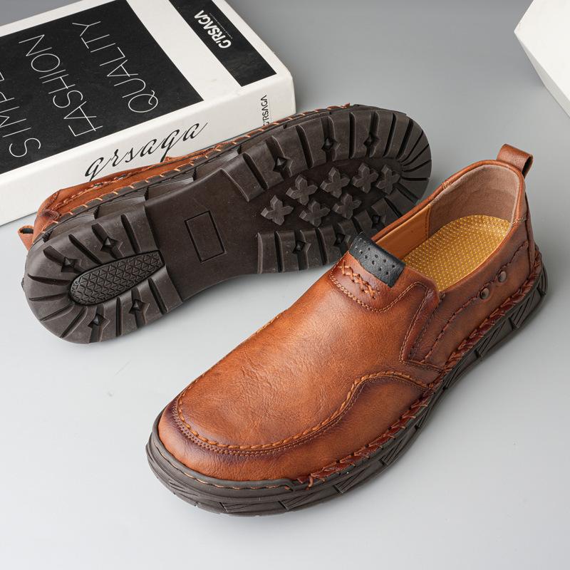 Fashion Casual Genuine Leather Men Shoes Soft Sole Designer Business Slip On Comfortable Driving Shoes Plus Size 38-48