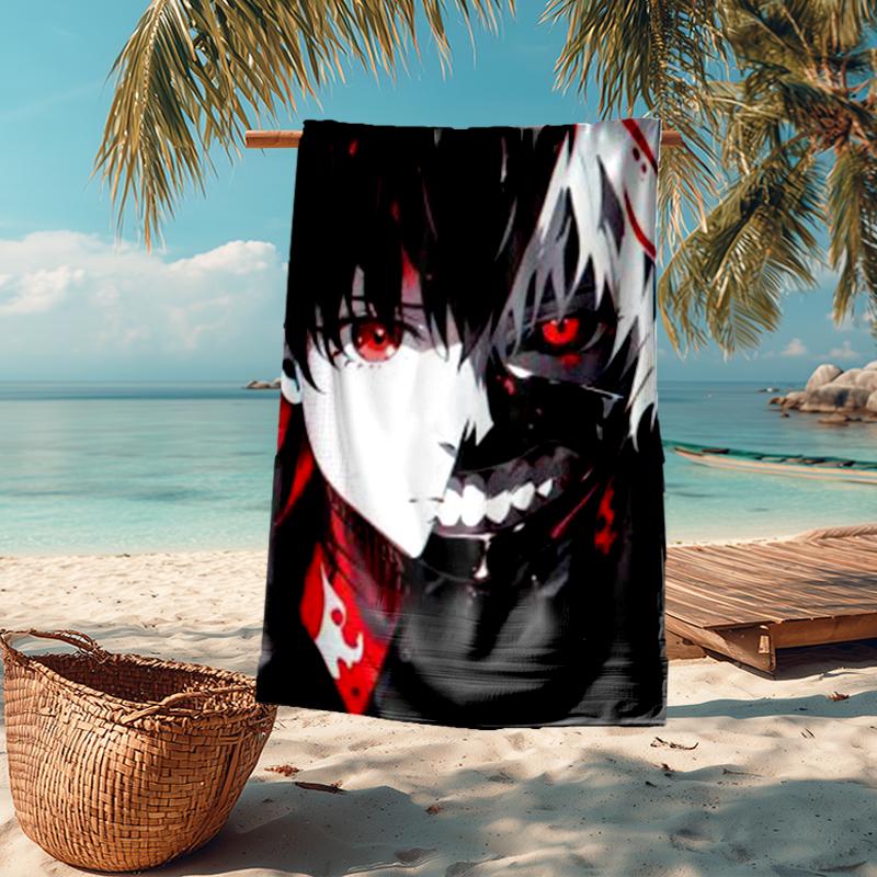 Ultra-Soft Beach Towel with Tokyo Ghoul Theme,Ideal for Pool - Camping, Diving - Perfect Travel Essential, Vibrant Beach Towel.