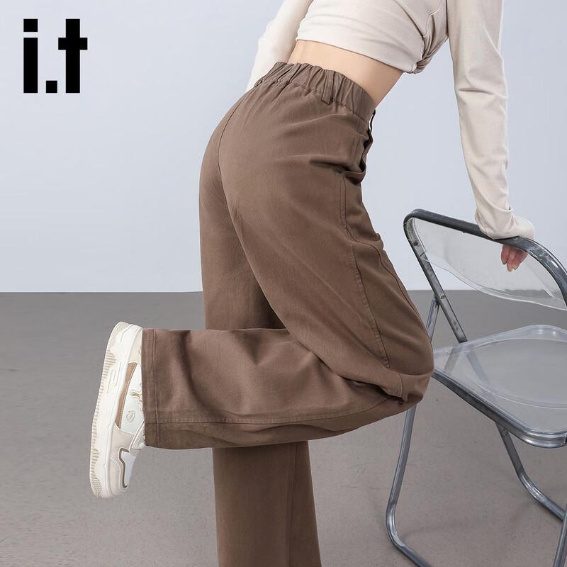 izzue it Women's High-Waist Cotton Loose Curved-Leg Jeans