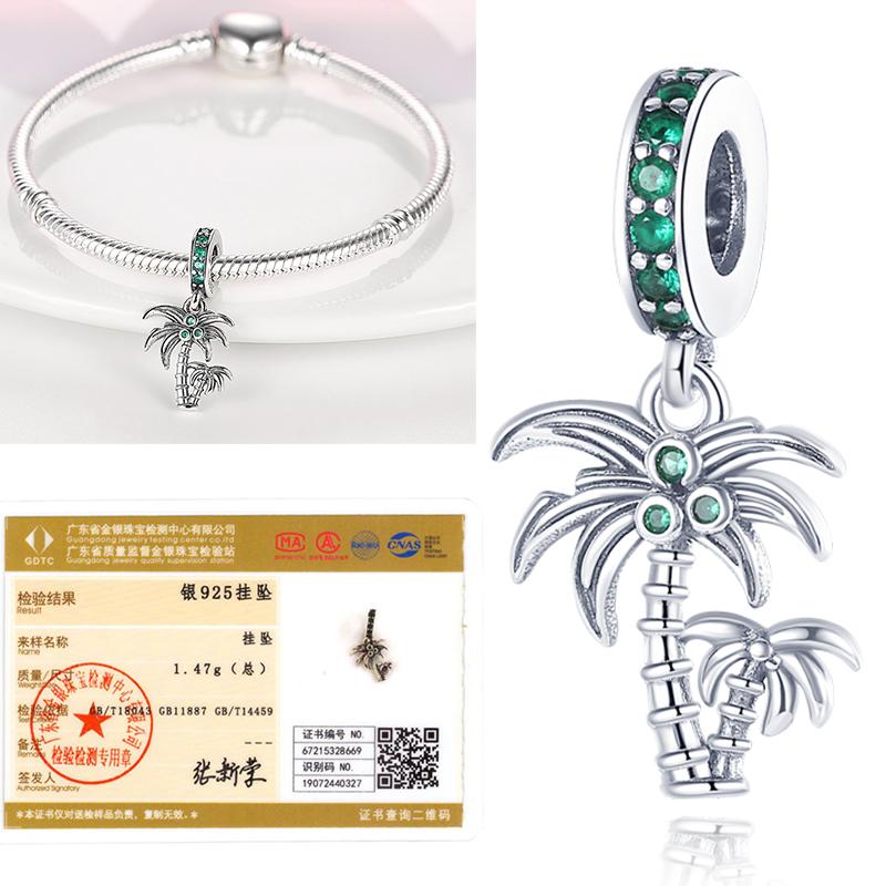 Neuer 925er Silber Kaktus Kleeblatt Anhänger Frühlingsgrüne Serie Perlenanhänger Für Original Perlenarmband DIY Schmuck