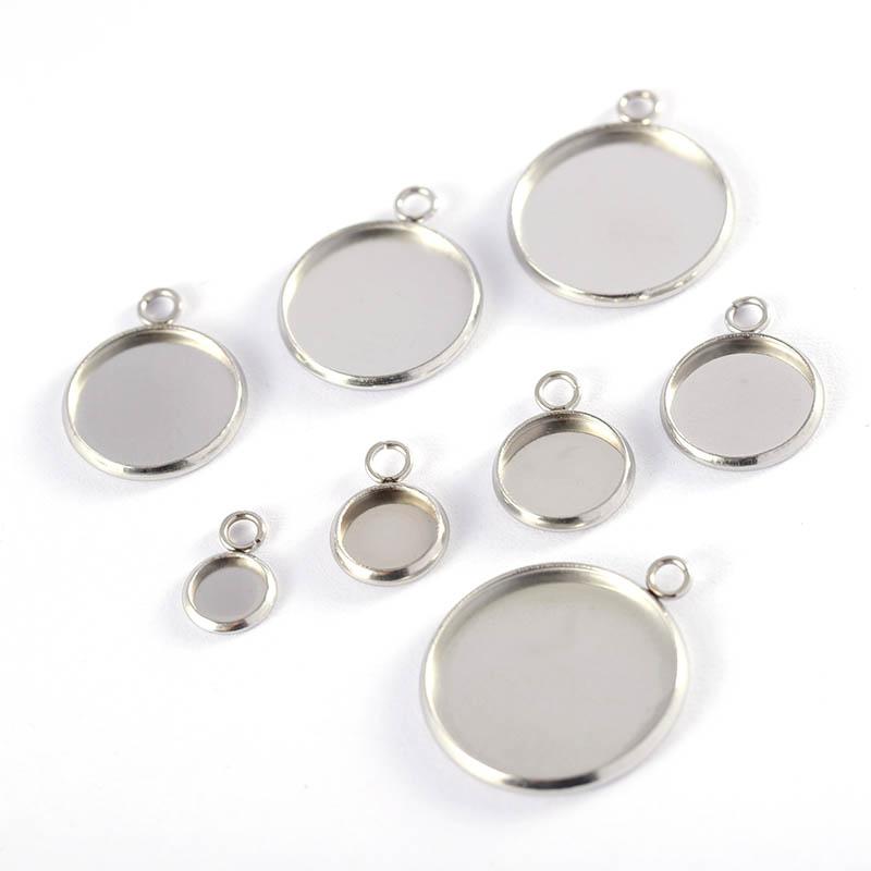 20pcs 6-30mm Gold Color Stainless Steel Cabochon Base Pendant Settings Blank Tray for Cameo Jewerly Making Components DIY