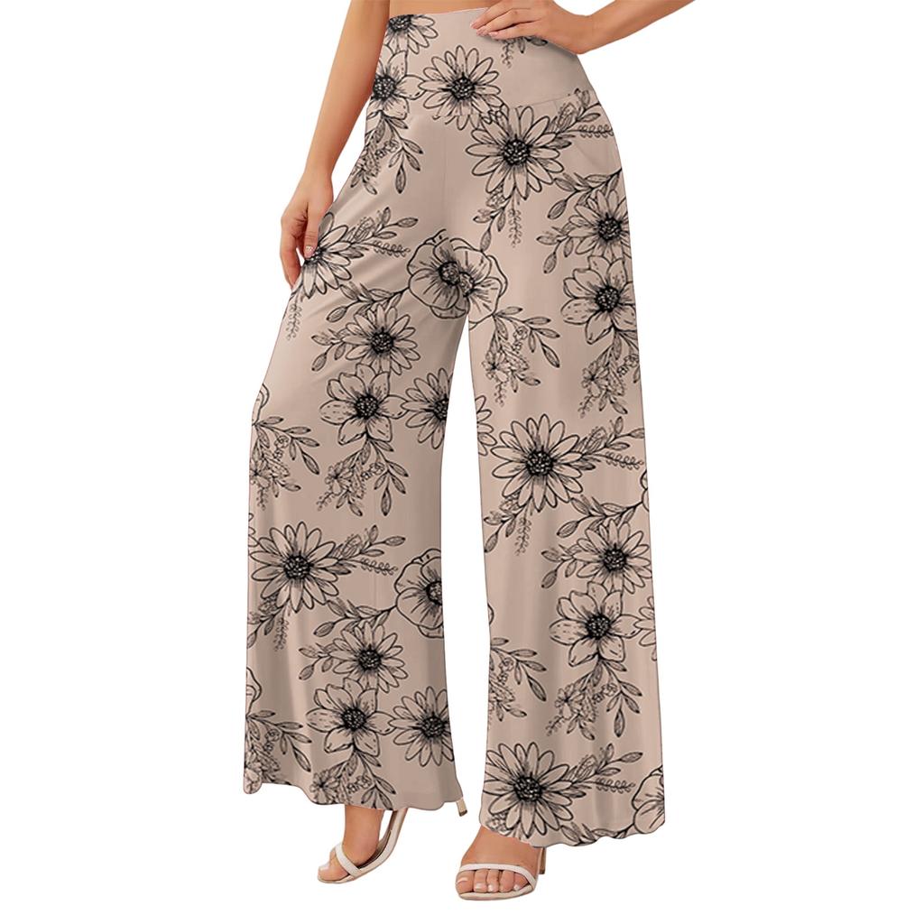 Women's High Waist Wide Leg Flowy Pants with Pockets for Casual Everyday Wear