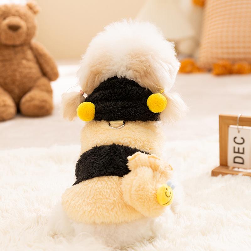 Little Bee Dog Transformation Small Dog Teddy Bigbear Two Feet Autumn and Winter Warm Cat Flannel Pet Clothes