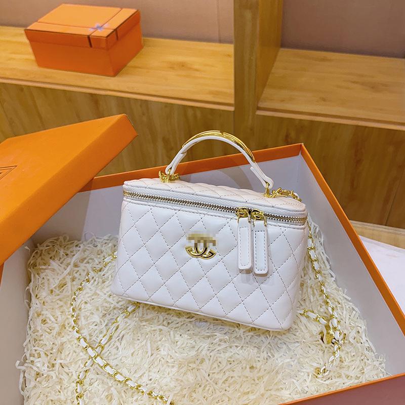 

Елегантна ланцюгова сумочка з ромбоподібним візерунком - Модна висококласна сумка через плече білий