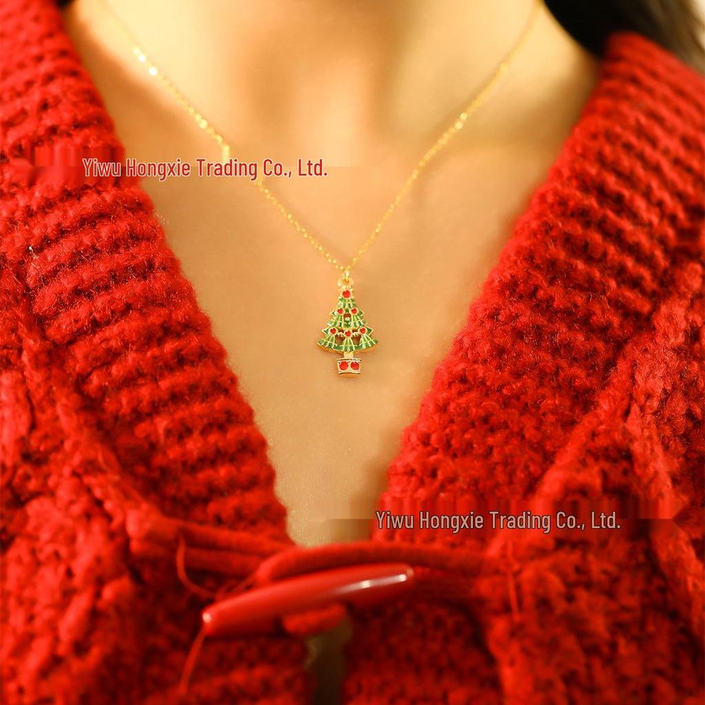 Multi-style Christmas Alloy Pendant Necklace: Santa Claus & Tree Designs, Cute, Versatile & Exquisite for Women