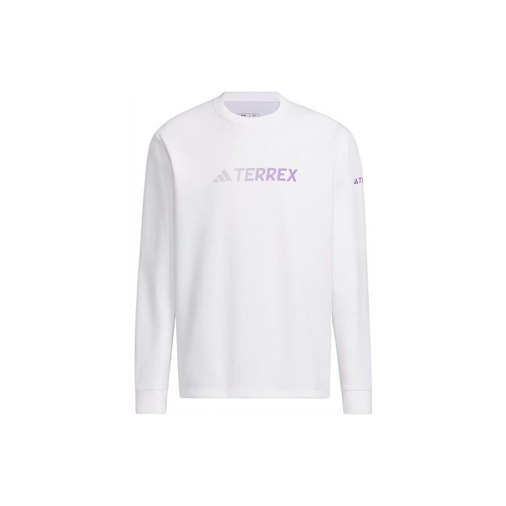 Adidas Alphabet Logo Print Long Sleeve Sports T-Shirt Men Tops White IP9945