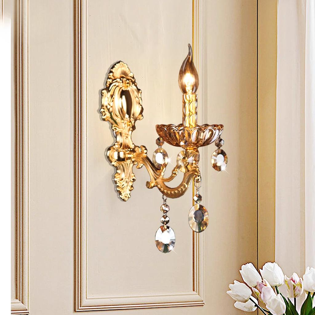 European Style E14 Candle Crystal Zinc Alloy Wall Lamp Mirror Front Bedside Bedroom Aisle Decoration Lights