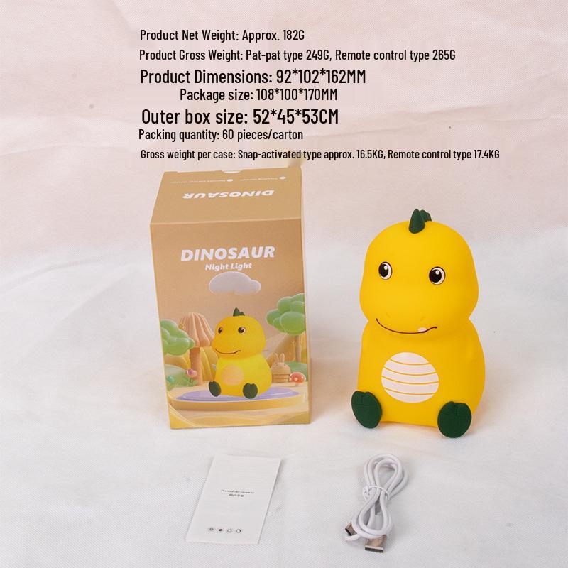 Dinosaur USB Rechargeable Clap Light: Silicone Bedside Atmosphere Lamp 1W