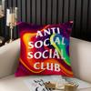 A-Anti Social S-Social Club Pillow Case Home Dorm Chair Back Short Plush Double-Sided Printing Office Nap Time Cushion Cover