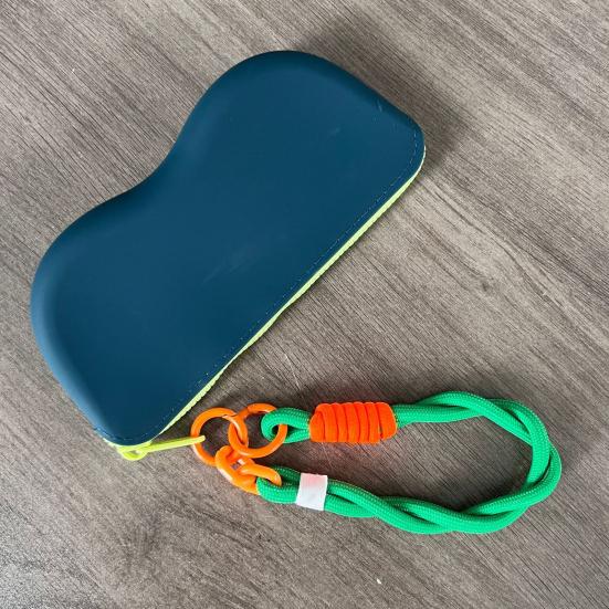 Silicone Glasses Bag Portable Protective Glasses Case Scratch-Resistant Eyeglasses Pouch Hanging Protective Cover with Lanyard