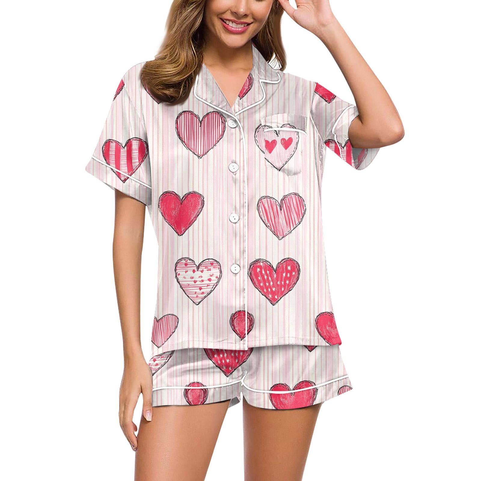 

Женский мягкий пижамный комплект из двух предметов с принтом, шорты с короткими рукавами, комплект повседневной одежды, пижамный комплект XXXL киноварь