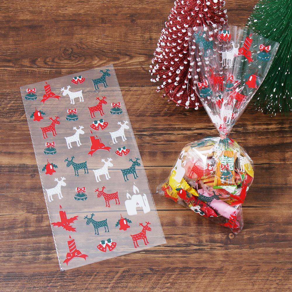 Party Favor Gift Santa Claus Christmas Candy Bags Cellophane Baking Packaging Cookies Storage