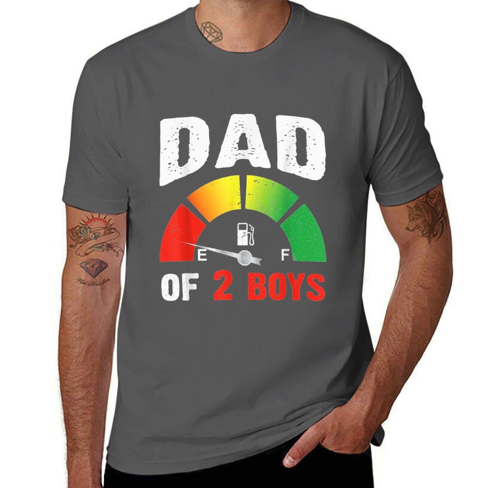 

Mens Tired Dad Of 2 Boys Father With Two Sons Low Fuel T-Shirt man t shirts cotton t shirt for man T-Shirt 4XL