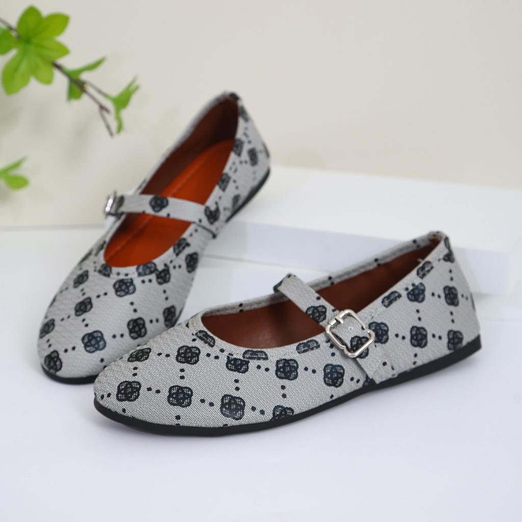 fashion Autumn Women's Flats Round Toe  Shallow Shoes for Women Outdoor Slip on Causal Flower Loafers Platform Flat Buckle Strap Shoes