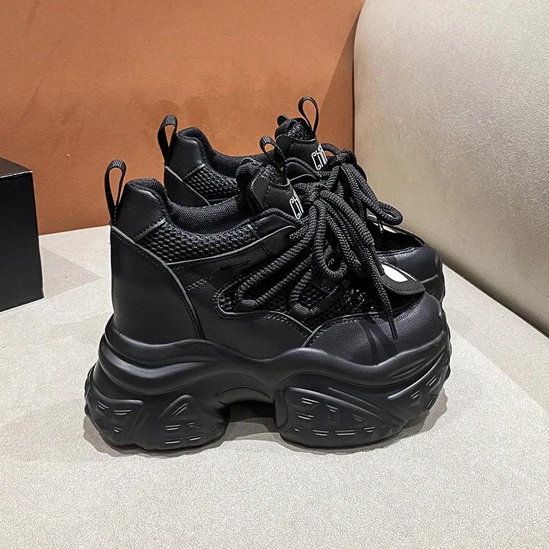 Fashion Sneakers Women High Platform Shoes Breathable Sports Trainers Casual Thick Bottom Mesh Chunky Sneakers Women Zapatos Mujer 10cm