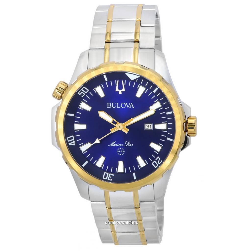 

Мужские часы Bulova Marine Star Two Tone Bracelet Blue Dial Quartz 98B384 100M