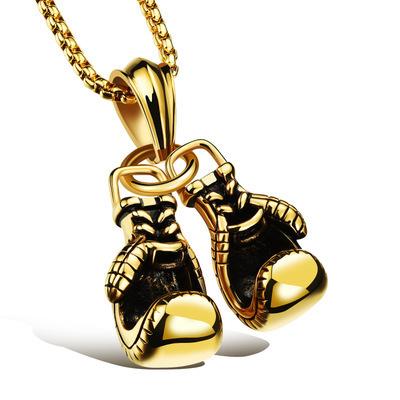 Vintage Titanium Steel Boxing Glove Necklace Punk Bold Pendant Fashionable Men Jewelry Accessory
