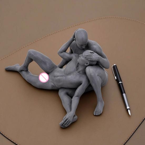 Nude Male Statue 3D Printed 2 Naked Men Figurine Minimalist Naked Body Sculpture for Modern Home Desktop Decor