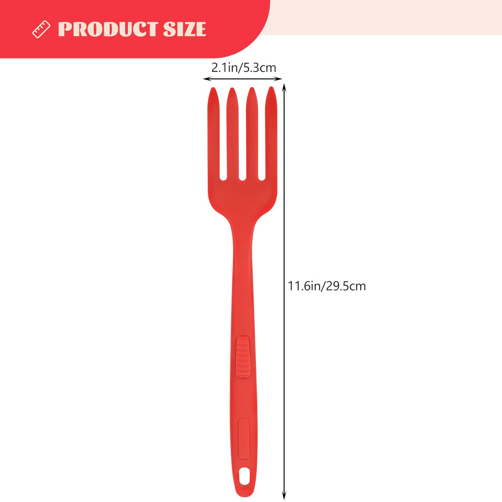 

Premium Silicone Cooking Fork Nonstick Wear Resistant Large Pasta Server Fork for Noodles Spaghetti Salad Ergonomic Kitchen Tool червоний