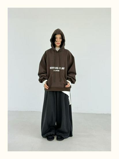 Becabeau Winter Korean-Style Loose Plus-Size Casual Letter Hooded Fleece Sweatshirt