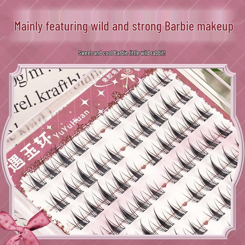 Glue-Free Self-Adhesive Barbie Manga Style False Eyelashes - Little Wild Rabbit Simulation, Single Cluster for Anime Eyes
