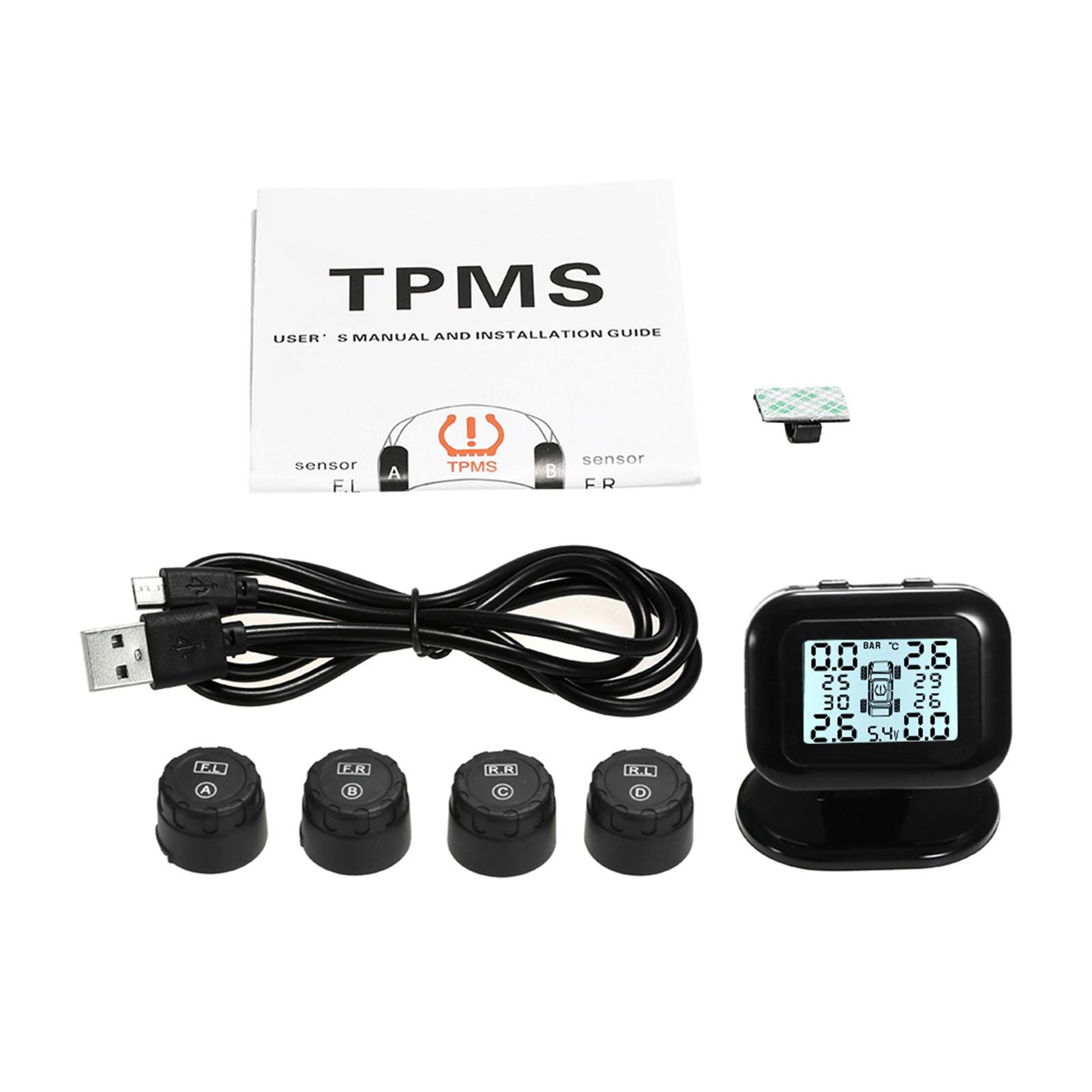 

Беспроводная система мониторинга давления в шинах TPMS с ЖК-дисплеем в реальном времени, 4 внешних датчика, функция сигнализации TPMS