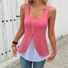 Spring Summer Women's T-shirt Sexy Casual Contrasting Color U-neck Vest