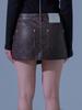 DILETTANTISME Pigment Vintage Vegan Leather Wrap Skirt (Br)