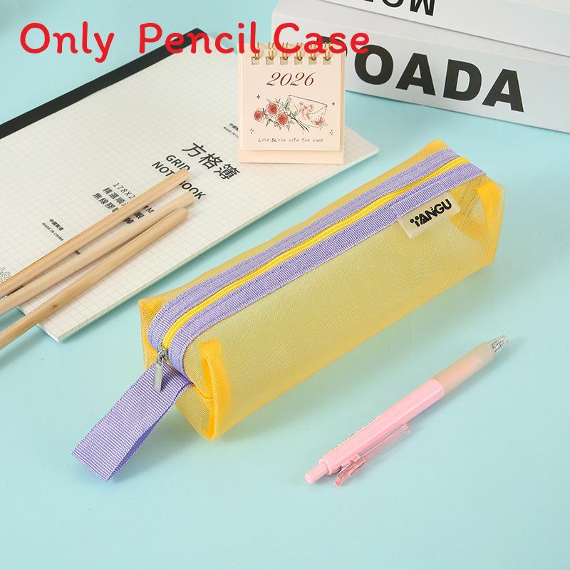 Minimalist Transparent Mesh Pencil Case With Large Capacity For Students And Exams