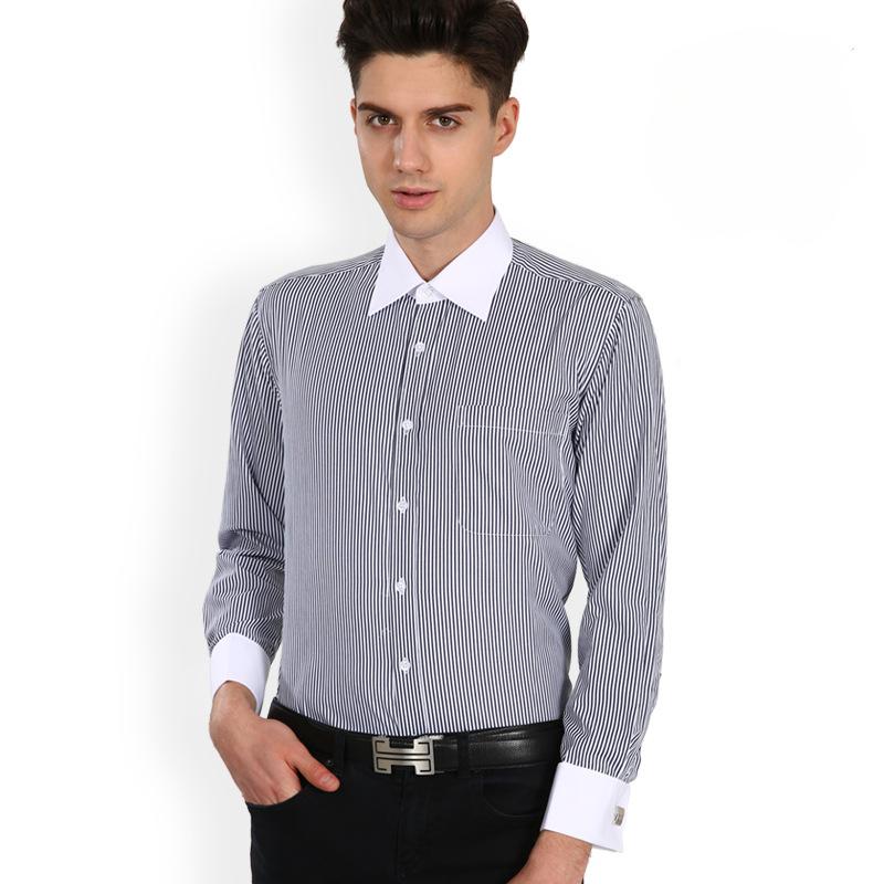 Men's Spring and Fall Business Shirt Striped Casual Shirt Large Size Long Sleeve Shirt
