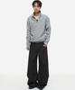 Dnsr Fingerhole Crop Waffle Zip-Up Gray